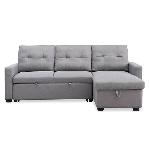 Shop 82 Sleeper Sectional Sofa Storage Chaise With Pull Out Bed 3 Seat Right Handed Overstock 31784293