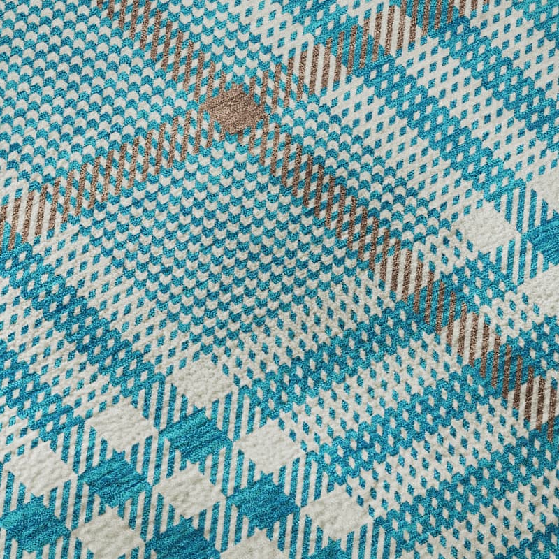 Premium Washable Super Soft Modern Plaid Mayfield Rug