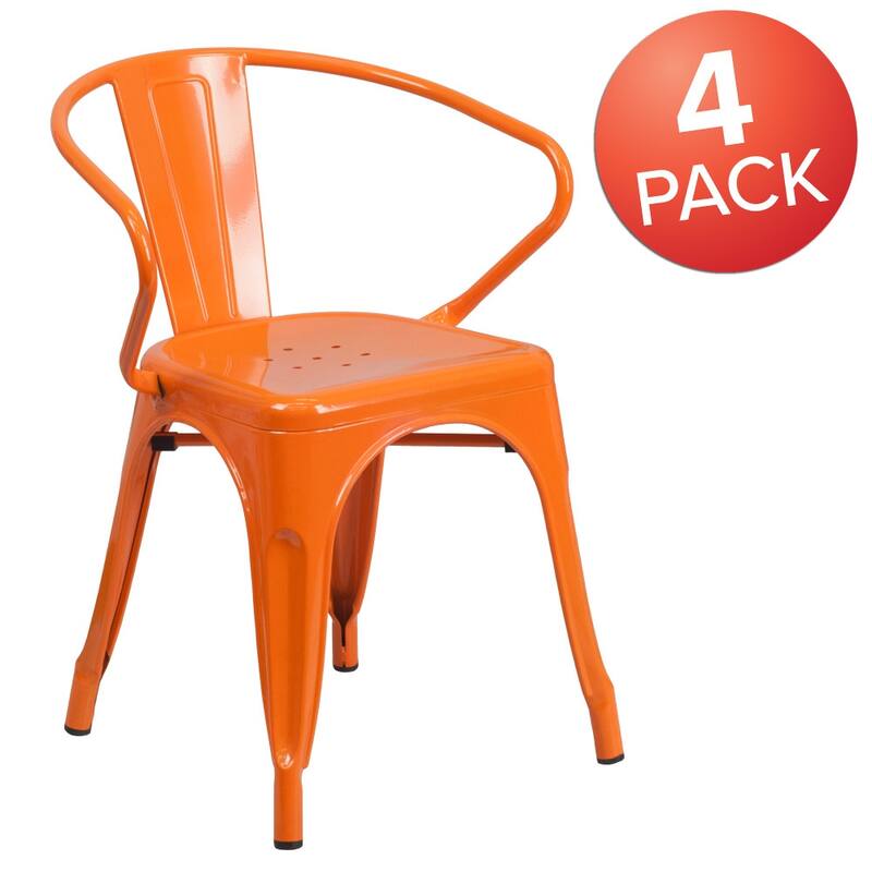 4 Pack Metal Indoor-Outdoor Chair with Arms