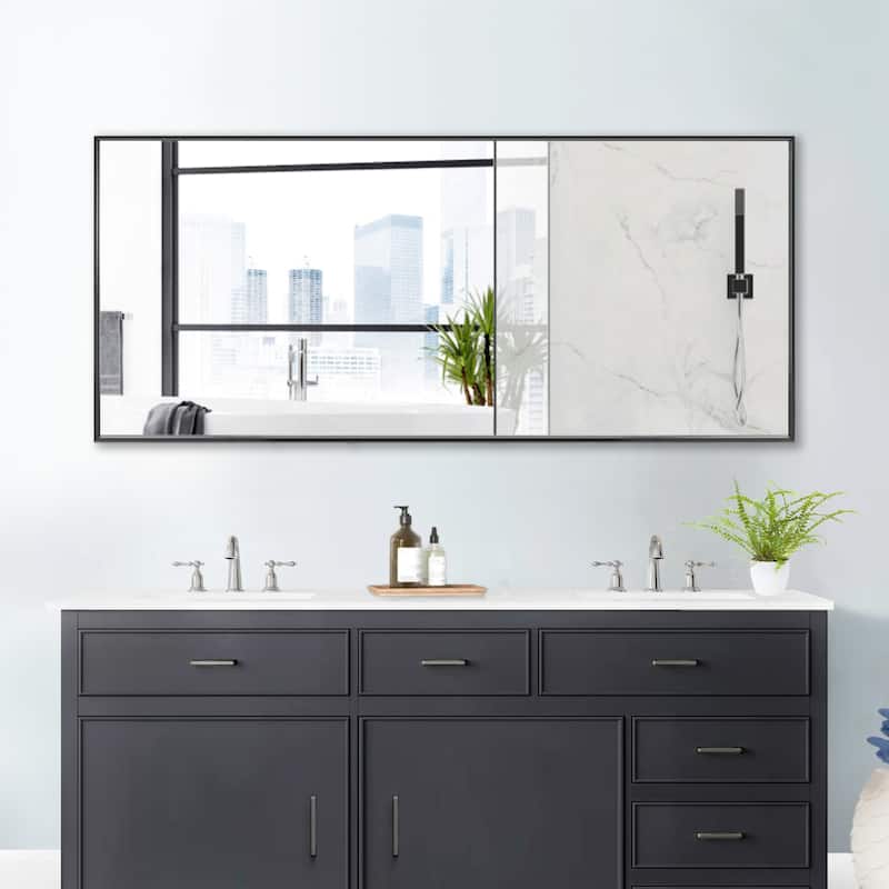 Modern Classic Black Metal Framed Full Length Mirror