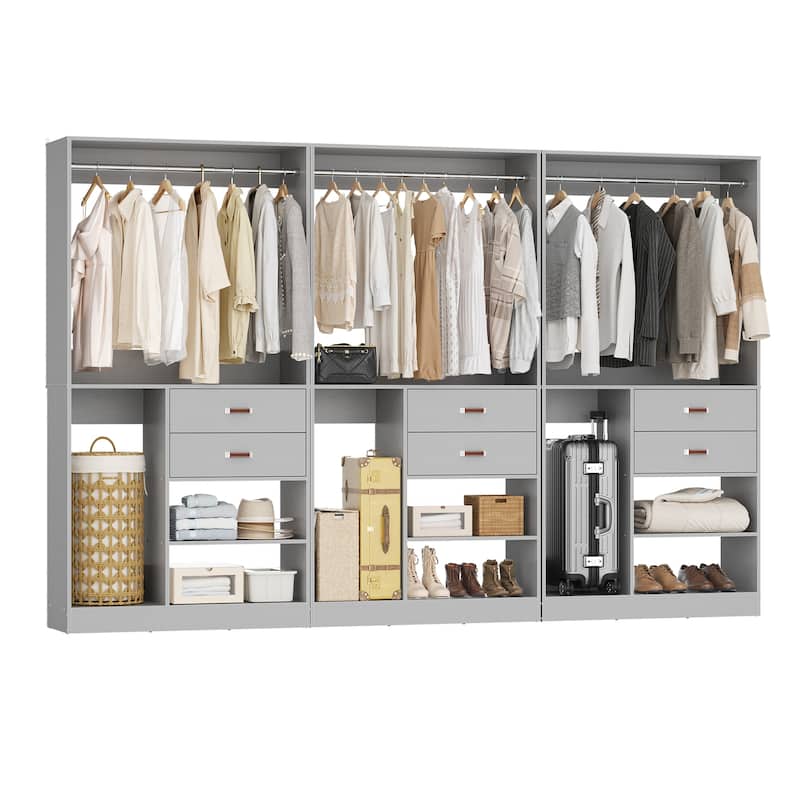40'' Large Closet System with Shelves and 2 Drawers, Freestanding Closet Organizer with Hanging Rods