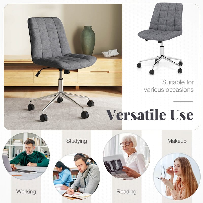 Costway Upholstered Armless Office Chair with Adjustable Height & - See Details