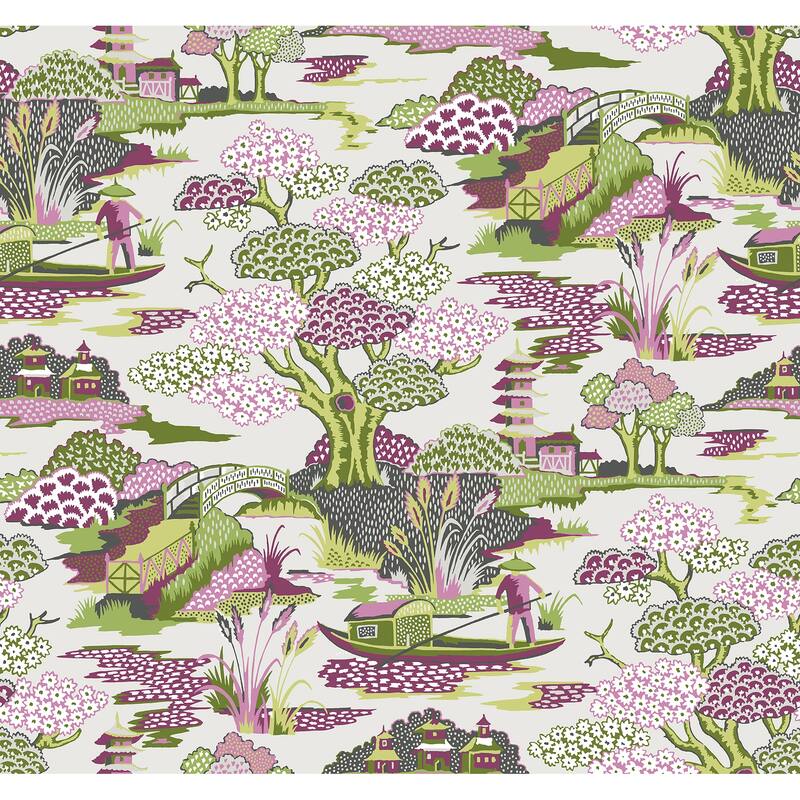 A-Street Prints Joy De Vie Magenta Toile Wallpaper