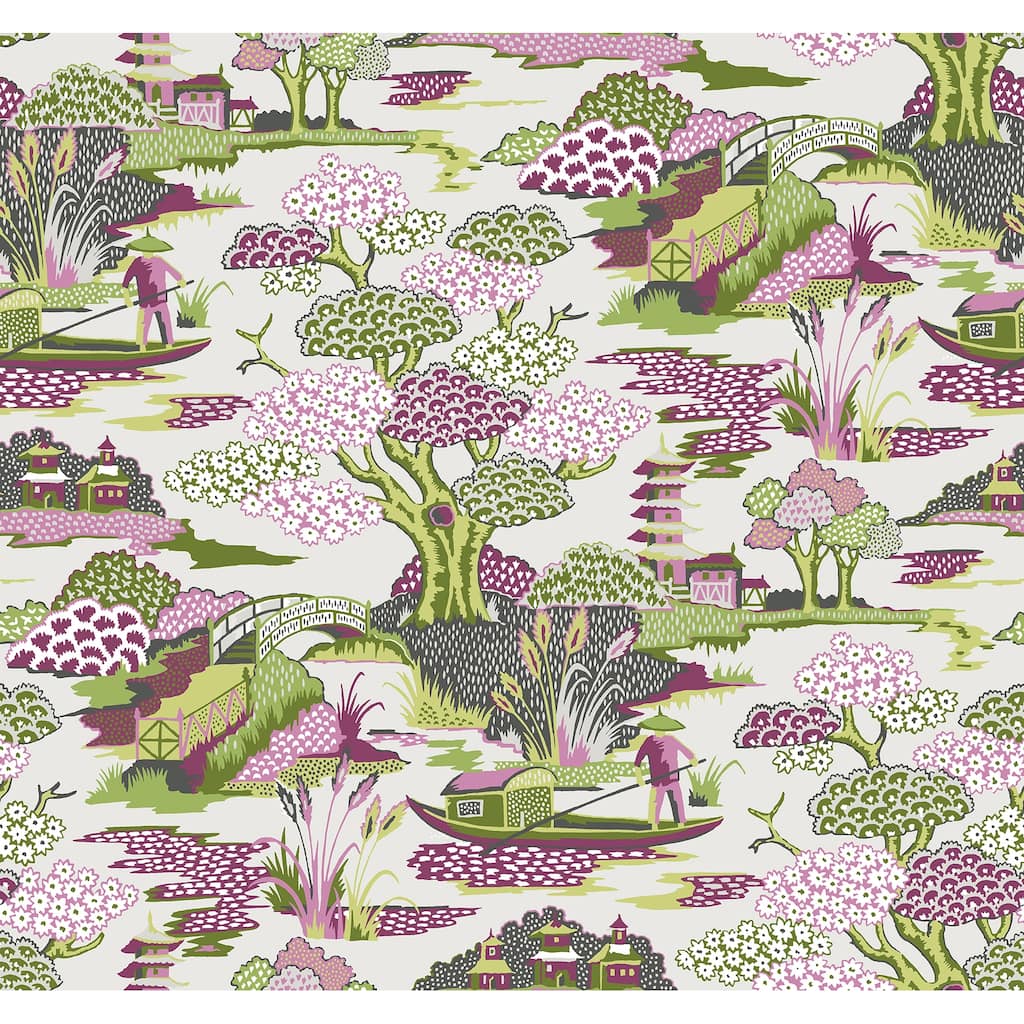 A-Street Prints Joy De Vie Magenta Toile Wallpaper