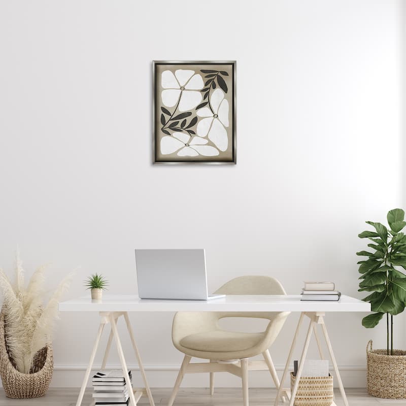 Stupell Boho Flowers Trio Framed Floater Canvas Wall Art Design By Victoria Barnes