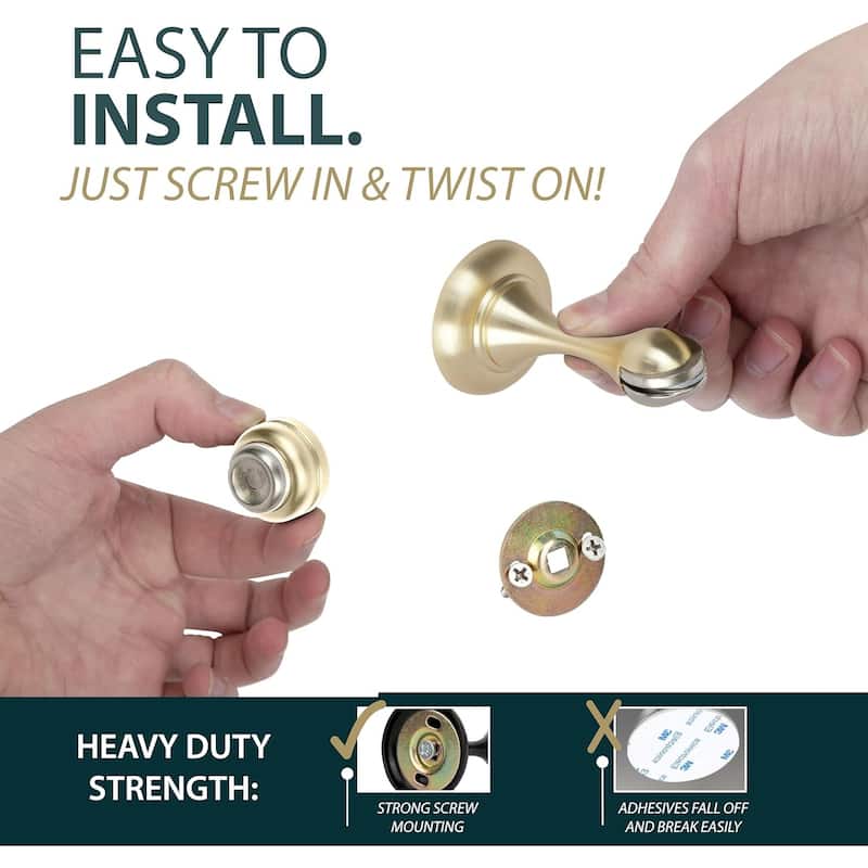 Mega Handles Magnetic Door Stopper with Screws | Heavy Duty Zinc Door Knob and Wall Protection