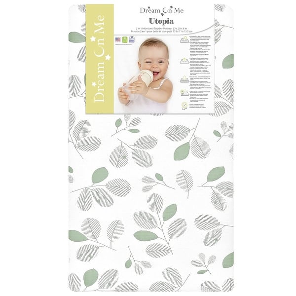 slide 2 of 41, Dream On Me 2 in 1 Infant Crib and Toddler Bed Mattress Utopia Green