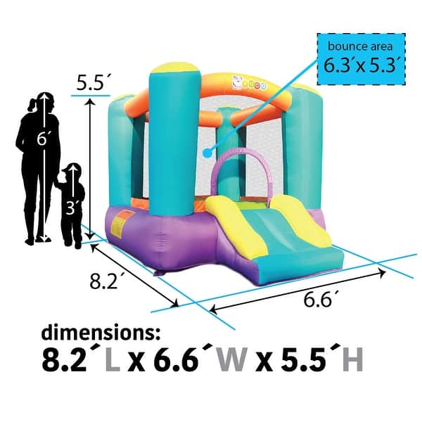 Pogo Bounce House Backyard Kids Residential Nylon Inflatable Indoor/Outdoor Bouncer with Slide for Small Kids