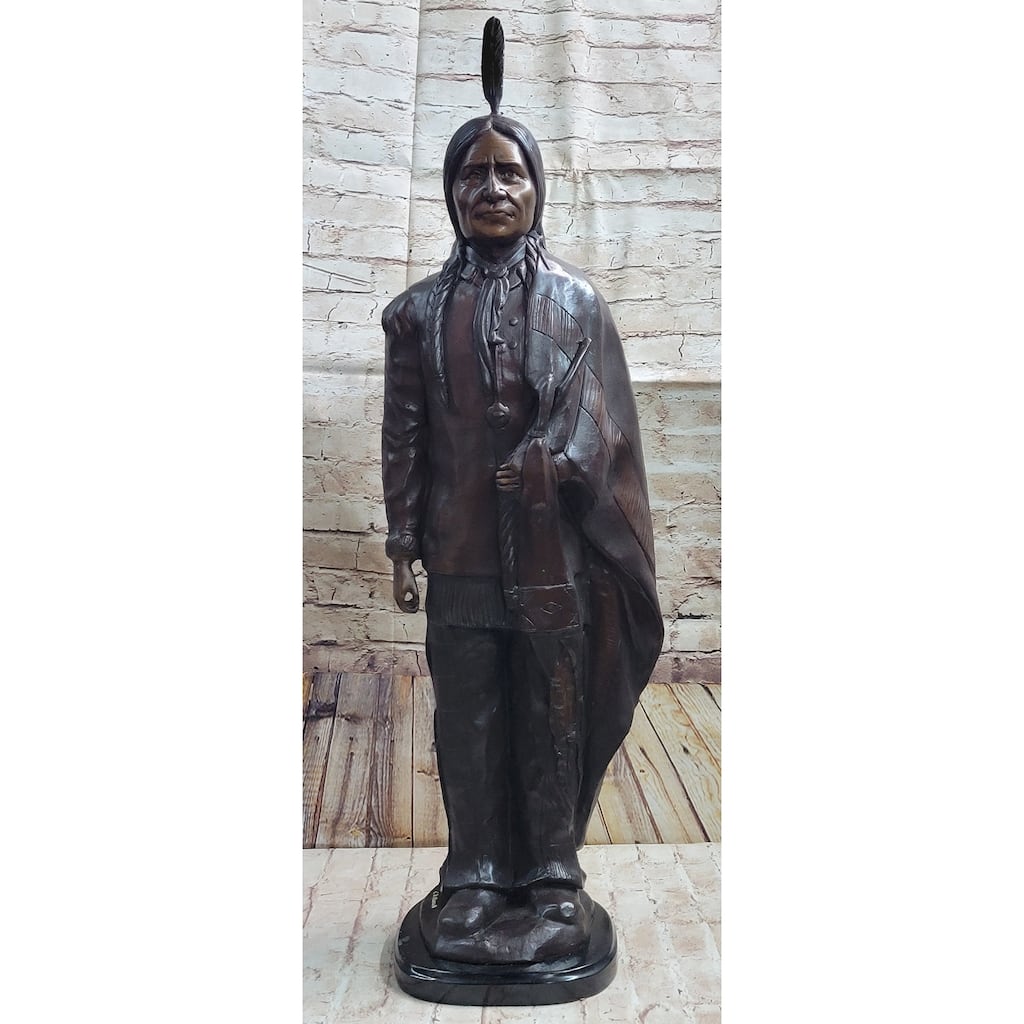Hot Cast Bronze Native American Indian Chief Sculpture Statue Figure After C.M. Russell