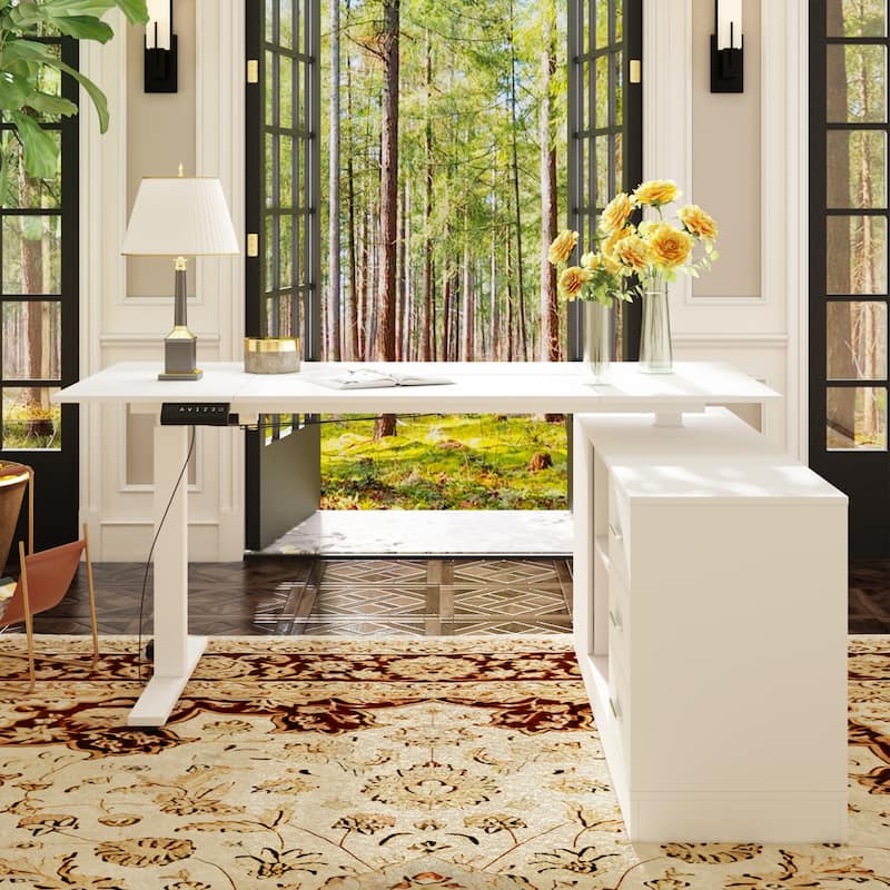 Ultimate Home Office Desk with Electric Lift Top Wrting Desk Working
