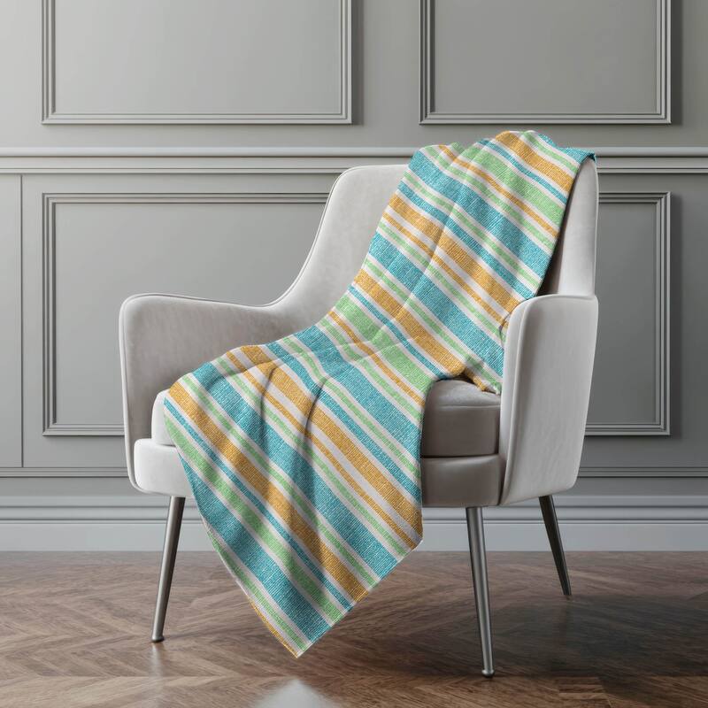Premium Machine Washable Modern Stripe Sherpa Throw Blanket - Teal - 4'2" x 5'10"