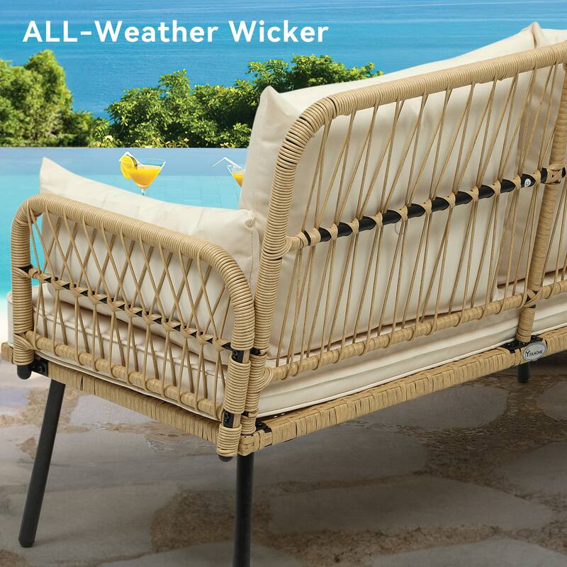 Moasis Outdoor Wicker Loveseat - L 45" x W 22" x H31"