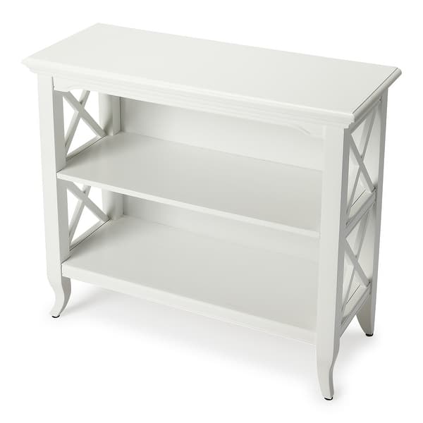 slide 2 of 6, Handmade Butler Newport Glossy White Wood Low Bookcase Glossy White