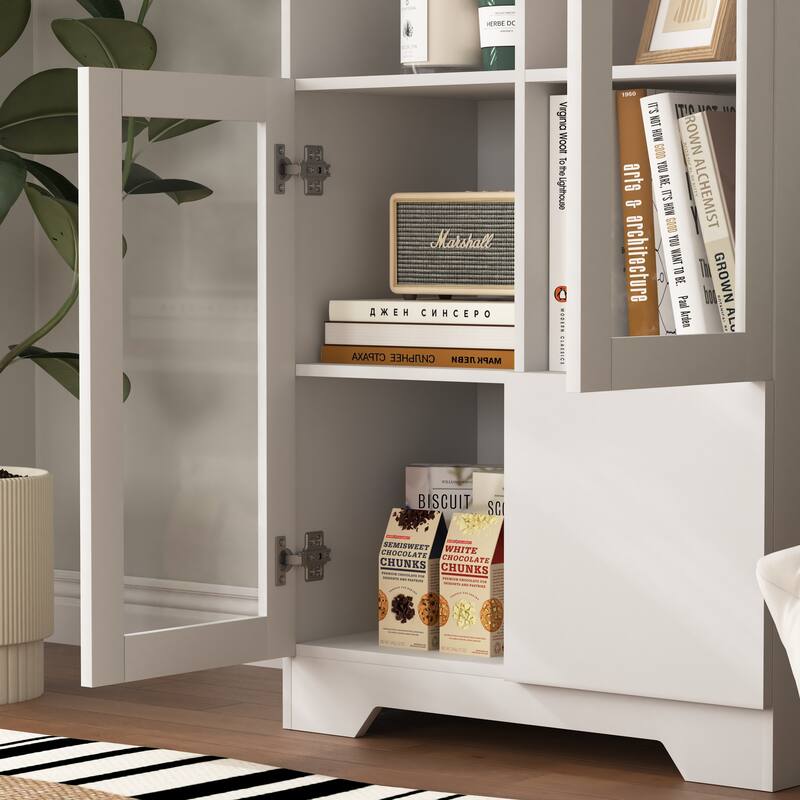 Modern Living Room Storage Cabinet with Doors and Shelves/Drawers,4 Colors