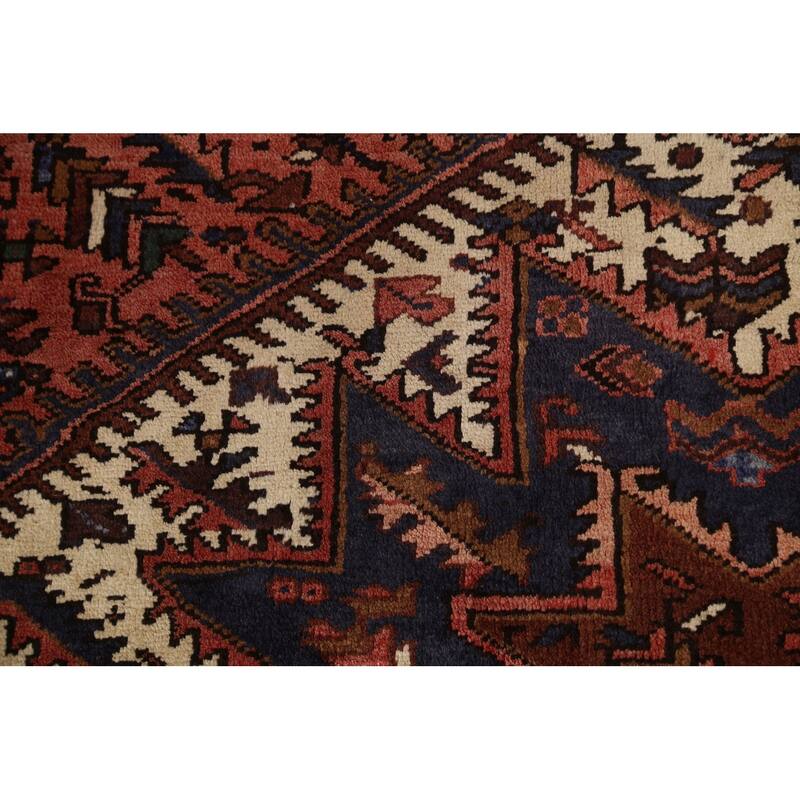 Vintage Traditional Geometric Heriz Persian Wool Area Rug Hand-knotted - 6'9" x 9'9"
