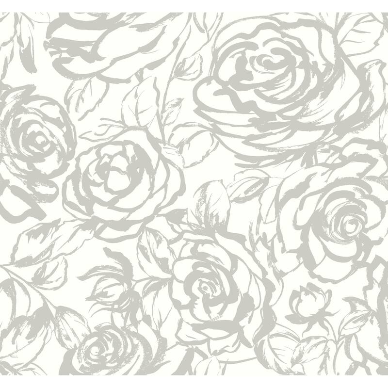 A-Street Prints Nelda Silver Rose Wallpaper