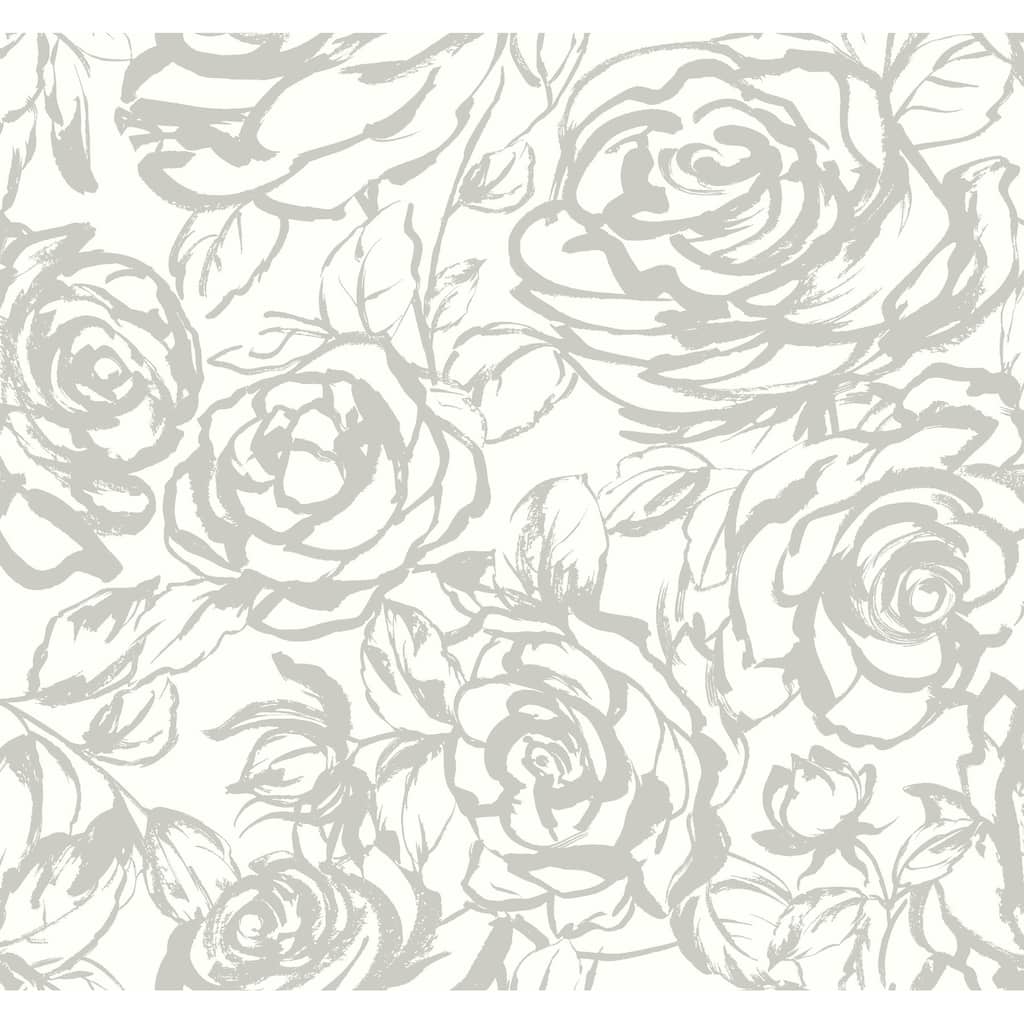A-Street Prints Nelda Silver Rose Wallpaper