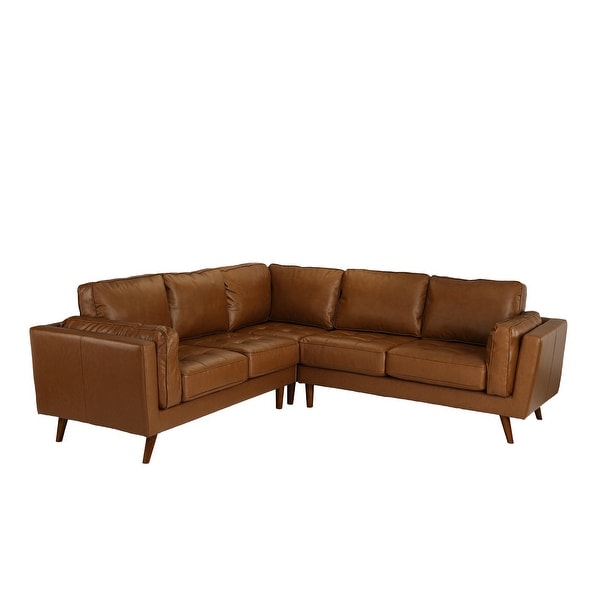Mid Century Living Room Tufted Leather Match Sectional Sofa. Opens flyout.