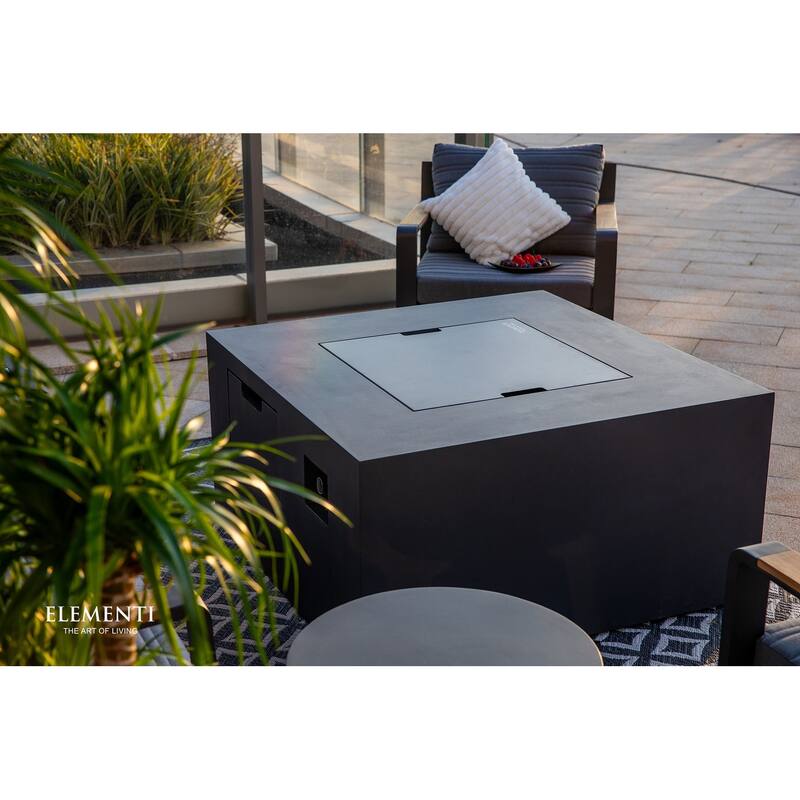 Elementi Rocky 45,000 BTU Concrete Propane Fire Table with Built-In Propane Tank Storage - 43" x 43"