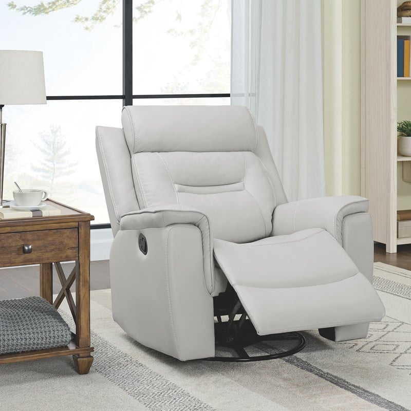Spruce & Spring Alexis Swivel Manual Recliner Faux Leather Glider Recliner