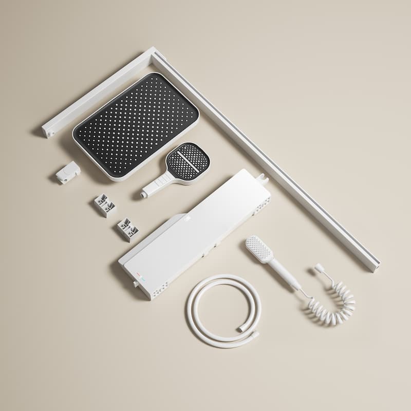 Wall Mounted Digital Display Thermostatic Shower System, 4-function Rain Shower Head