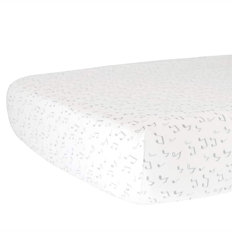 Hello Spud Music Notes Fitted Crib Sheet - 52"x 28" x 9" - Gray
