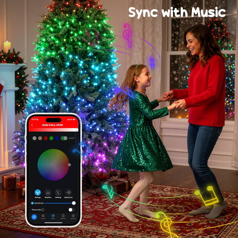 HOMCOM 6ft Smart Prelit Xmas Tree: Full-Spectrum RGB, App/Remote, Hinged, Easy Assembly, Green