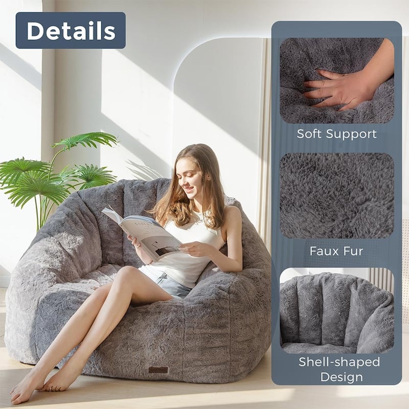 Giant Bean Bag Chair,Shell-Shaped Oversized Bean Bag Chair with Fille