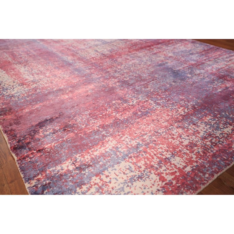 Colorful Abstract Contemporary Rug Hand-Knotted Wool Carpet - 4'8" x 6'7"