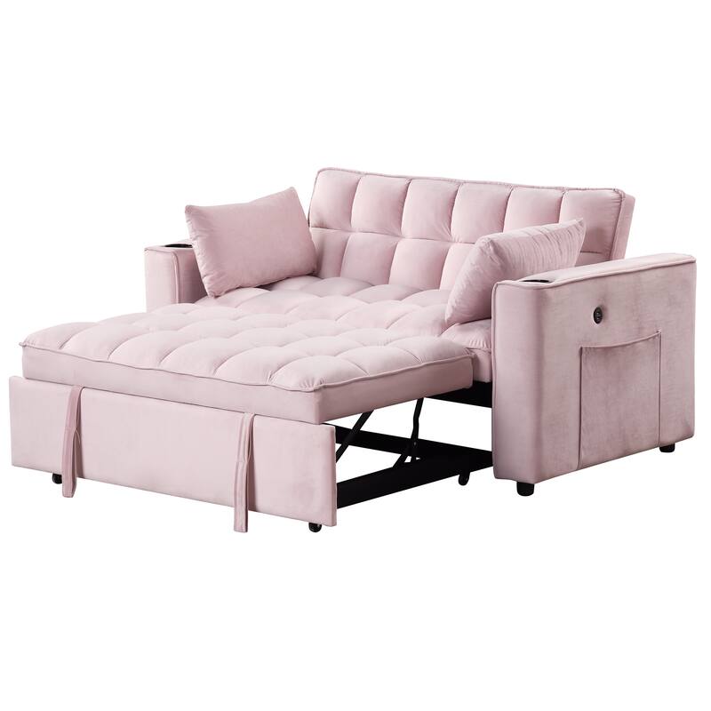 4-in-1 Modern Sofa Bed with USB Charging and Cup Holder, Perfect for Apartments