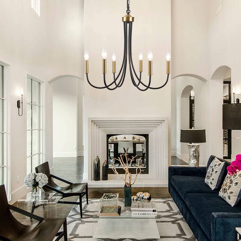 6-Light Candlestick Hanging Linear Chandelier Lighting for Kitchen Island