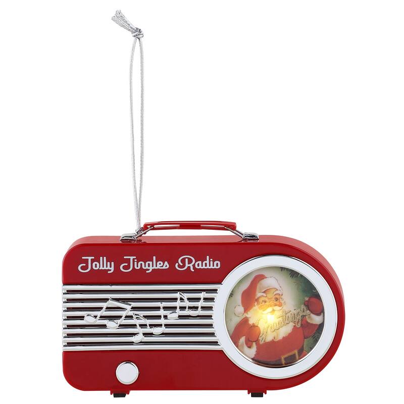 4.75" Retro Radio Ornament - Red