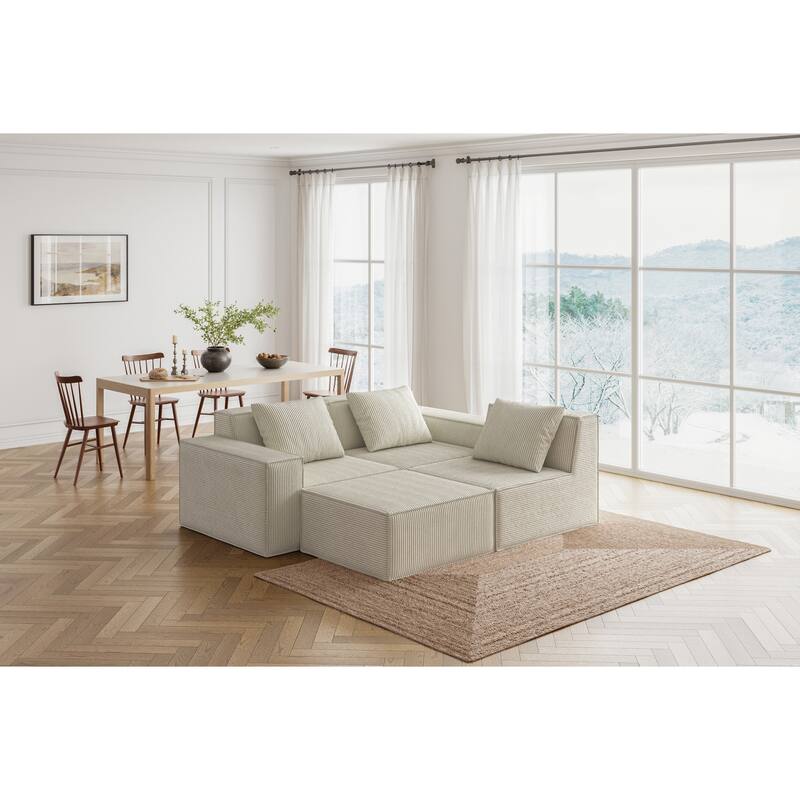 White 118 Inch 3 Seater Modular Sofa Bed with Footrest