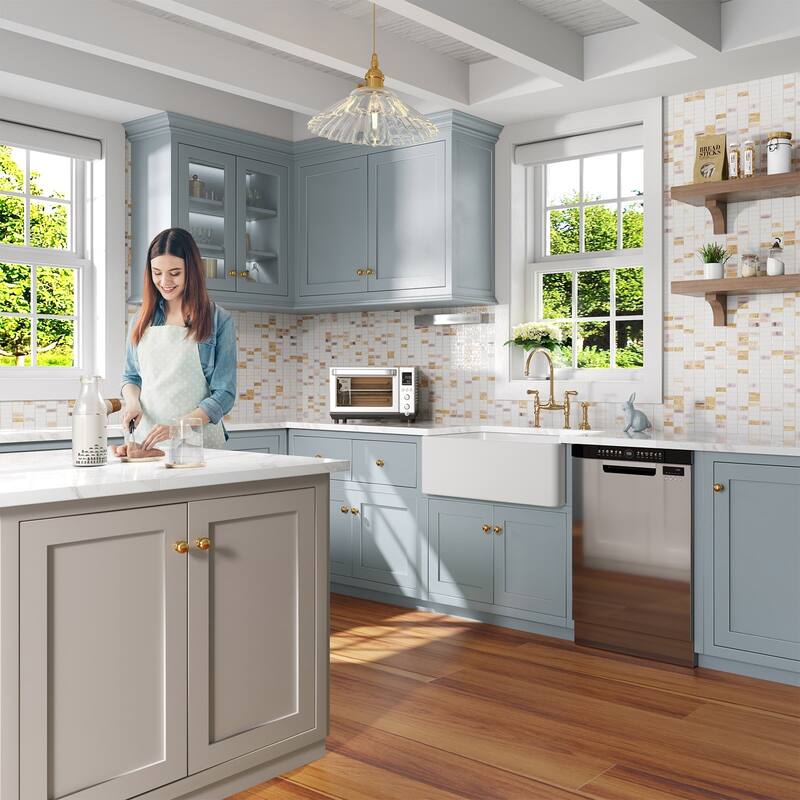 HOROW 30 in. Farmhouse/Apron-Front Single Bowl White Fireclay Kitchen Sink with Bottom Grid and Strainer