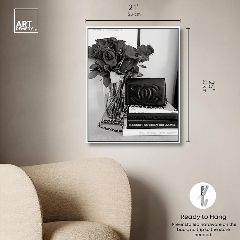 Classic Bag and Roses Canvas by Art Remedy