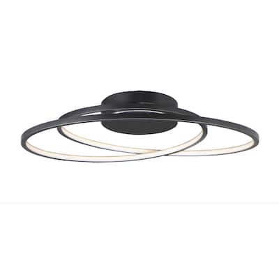 Cycle 1-Light 24.5" Wide Black Flush Mount Light