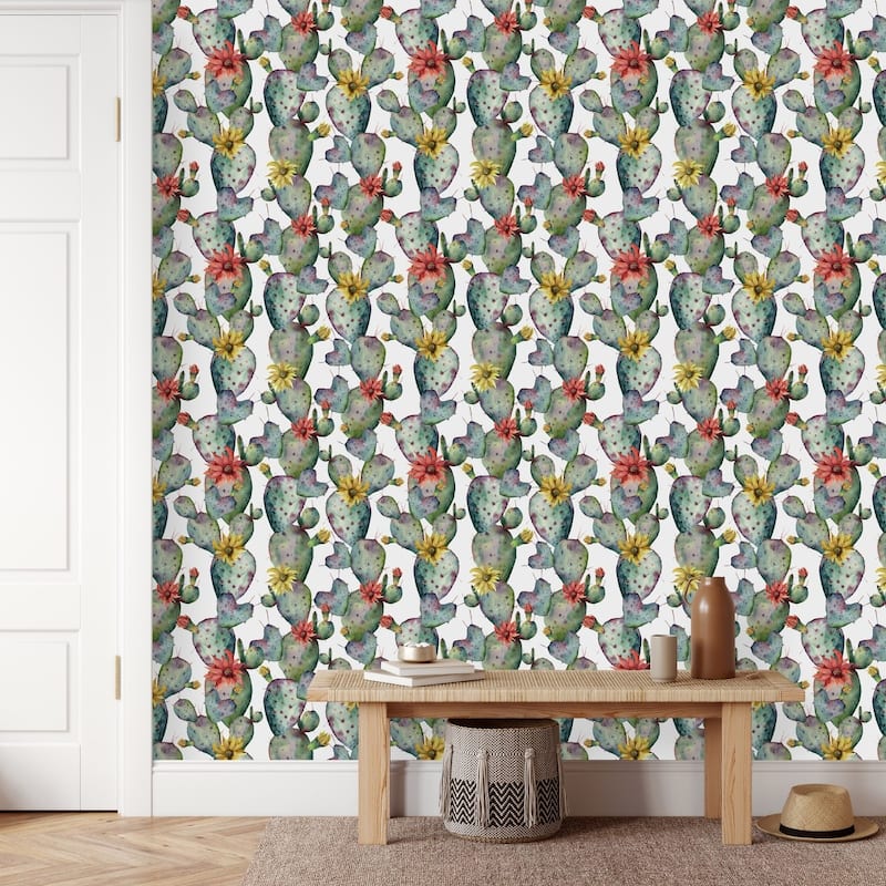 Brightly Flowers on Cactus Wallpaper - Bed Bath & Beyond - 35647470