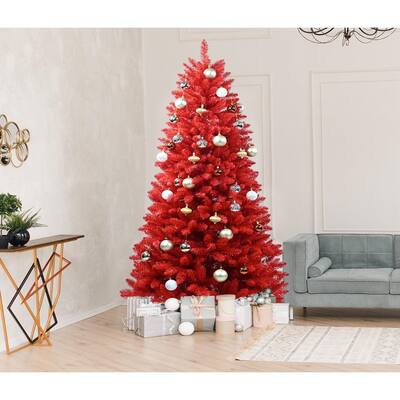 7ft PVC Artificial Christmas Tree Automatic Tree Environmentally Friendly Fireproof, Red