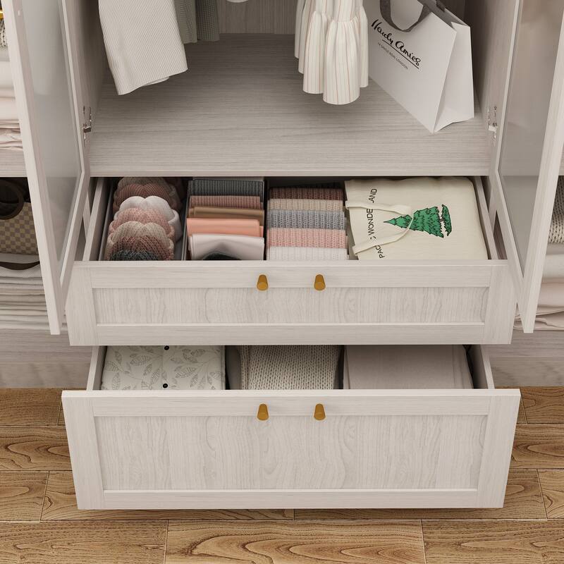 Combo Large Frosted Glass Closet: Versatile Wardrobe Options Armoires