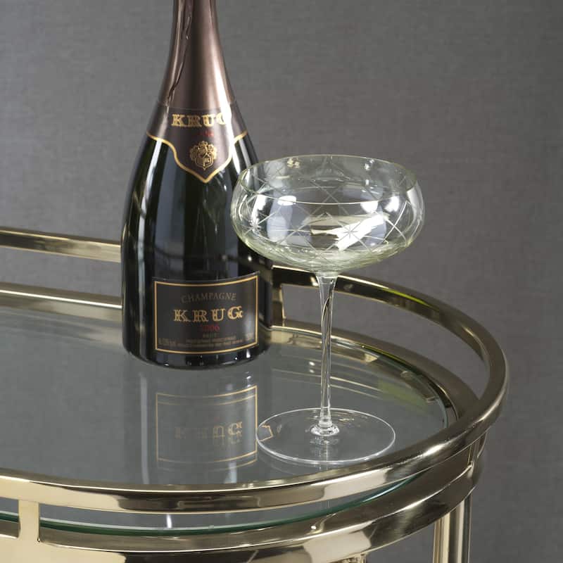 Audrey 4-Piece Set Hand Etched Coupe Glasses