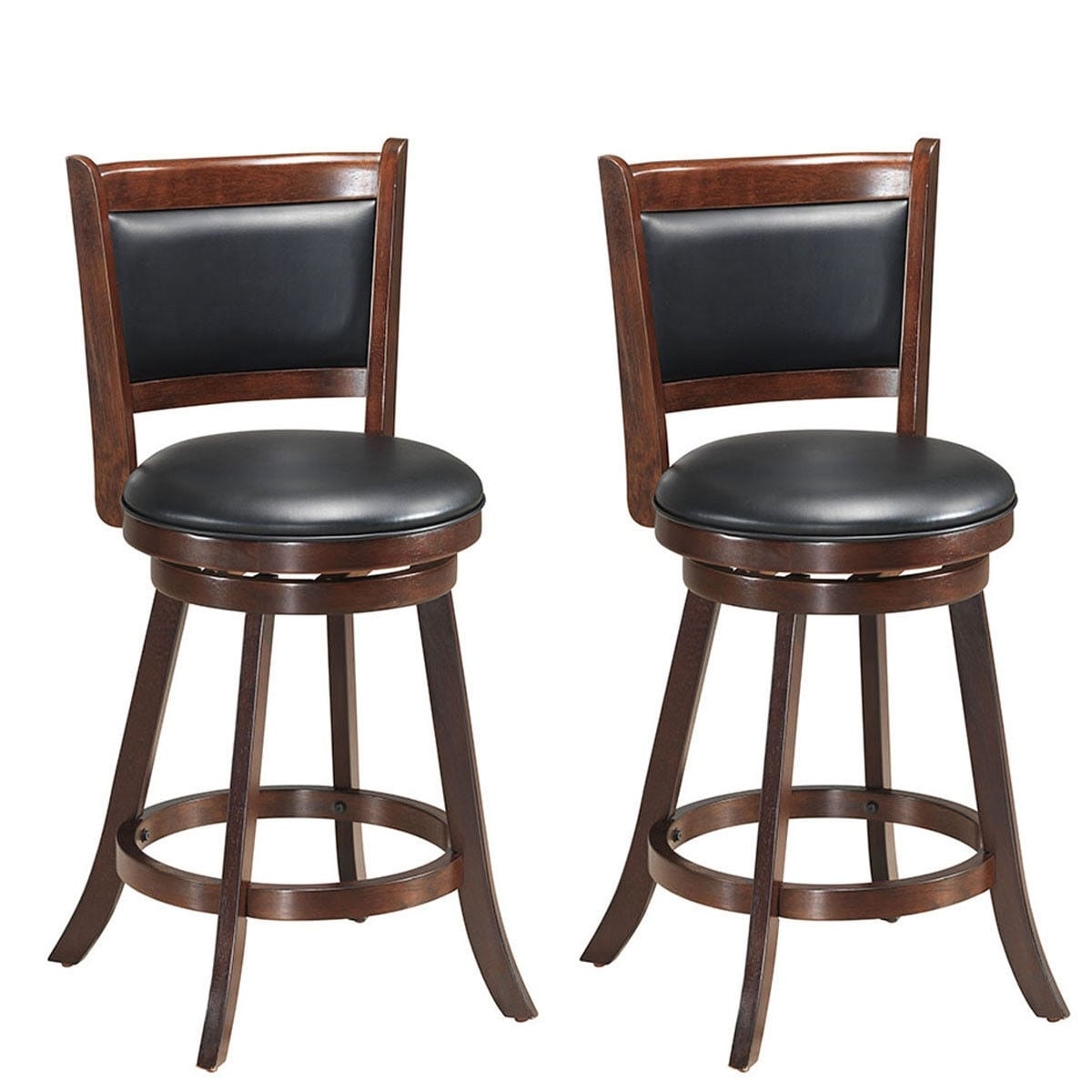Shop Set Of 2 24 Swivel Counter Upholstered Seat Wooden Dining Chairs 24 Espresso On Sale Overstock 28423083