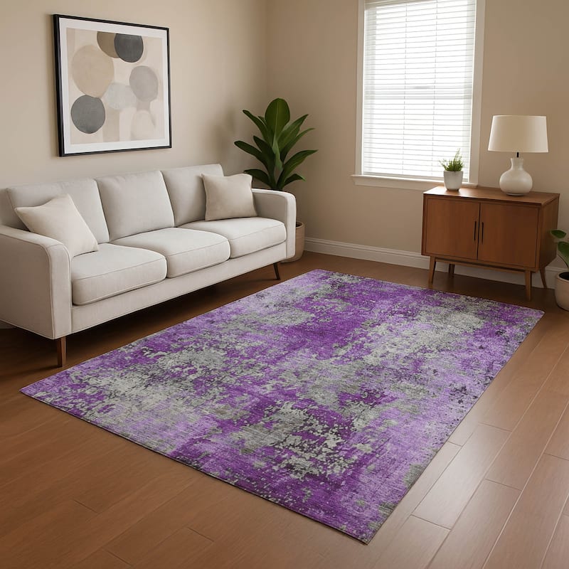 Premium Washable Super Soft Chic Abstract Mayfield Rug - Purple - 2'6" x 3'10"
