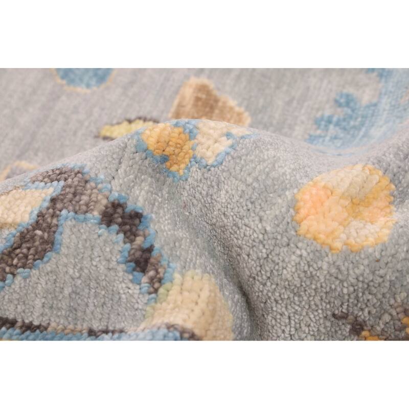 ECARPETGALLERY Hand-knotted Modern Oushak Grey, Light Denim Blue Wool Rug - 9'1 x 11'11