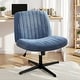 preview thumbnail 2 of 66, Desk Chairs. Cross Legged Office Task Armless Wide Vanity Makeup Chair Computer Chairs for Home Office Fabric Blue