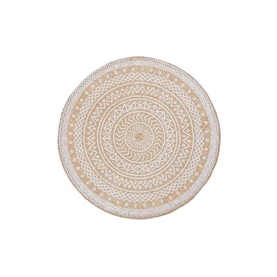 Round Jute Placemat White Mandala - Set of 12