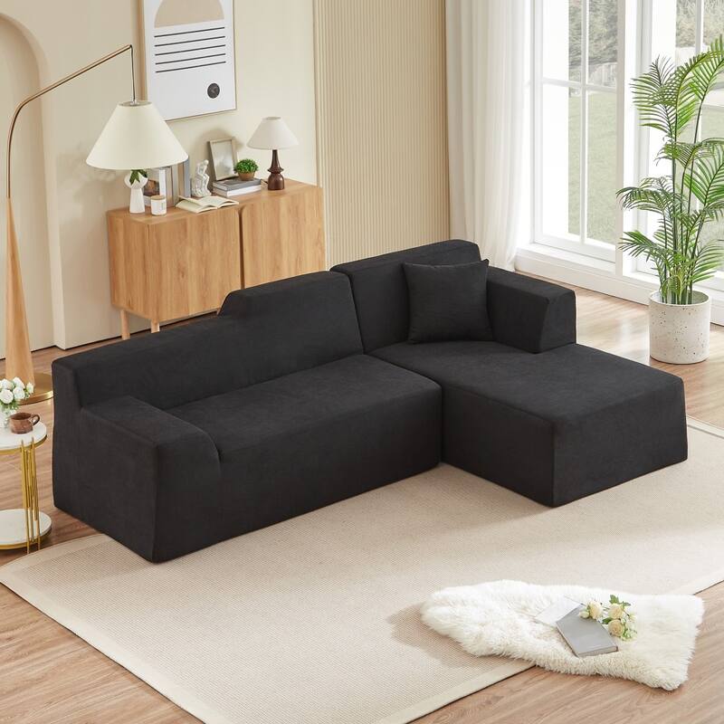 96.46" L-Shaped Corduroy Sectional Sofa, No Assembled Required
