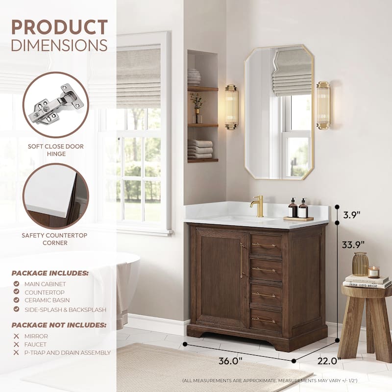 Tokyo Bath Vanity with Quartz Stone Top without Mirror