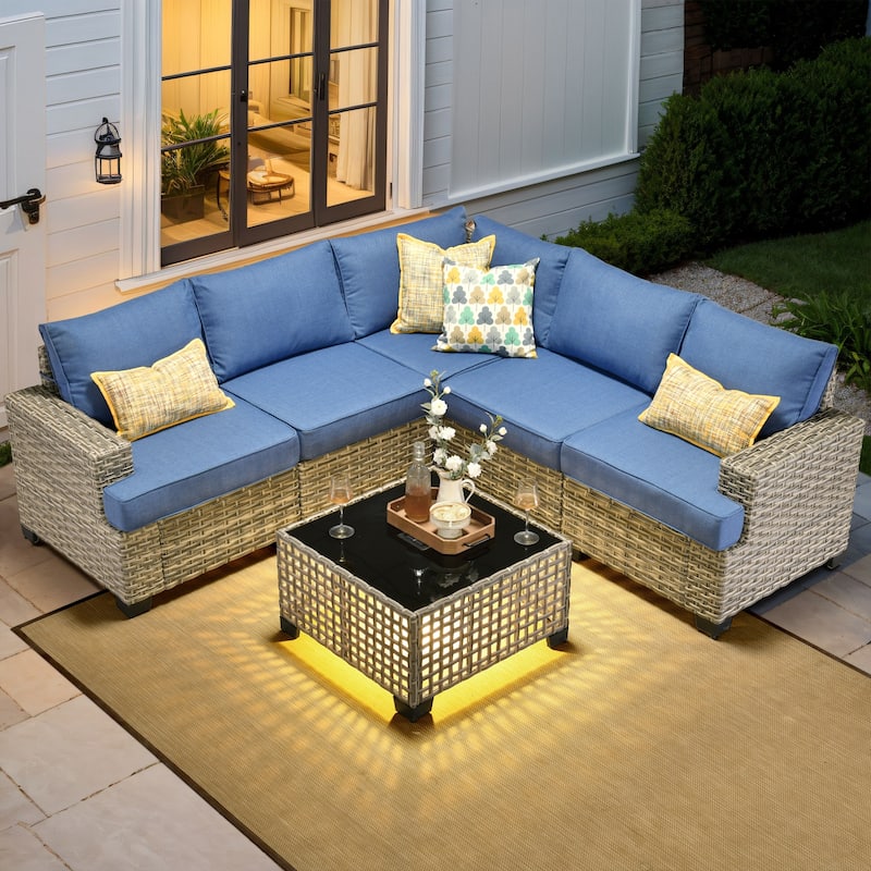 XIZZI 6-Piece Outdoor Wicker Patio Furniture Set with Coffee Table