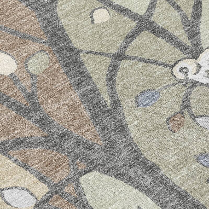 Machine Washable Indoor/ Outdoor Bird Mosaic Chantille Rug