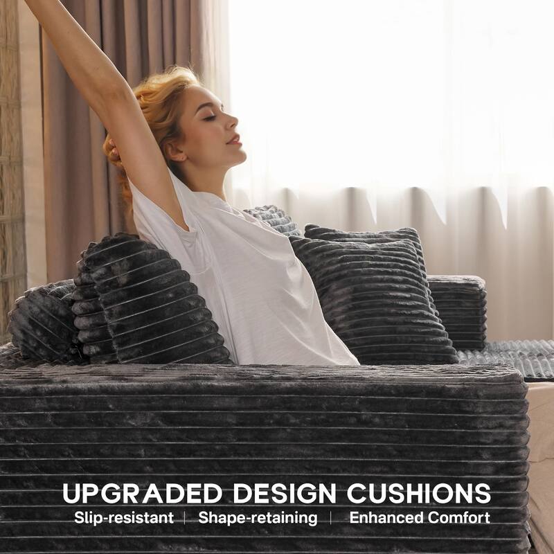 OVIOS All-Foam Plush L-Shaped Sofa​